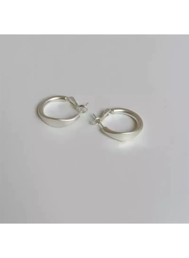 Matte Finish Small Hoop Earrings - Image 2